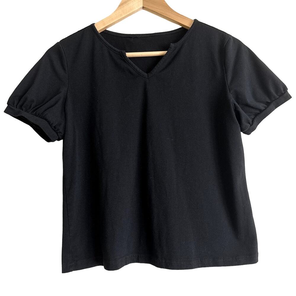 Unbranded Size Small Black V-Neck Short Sleeve Tee-Women's-EUC